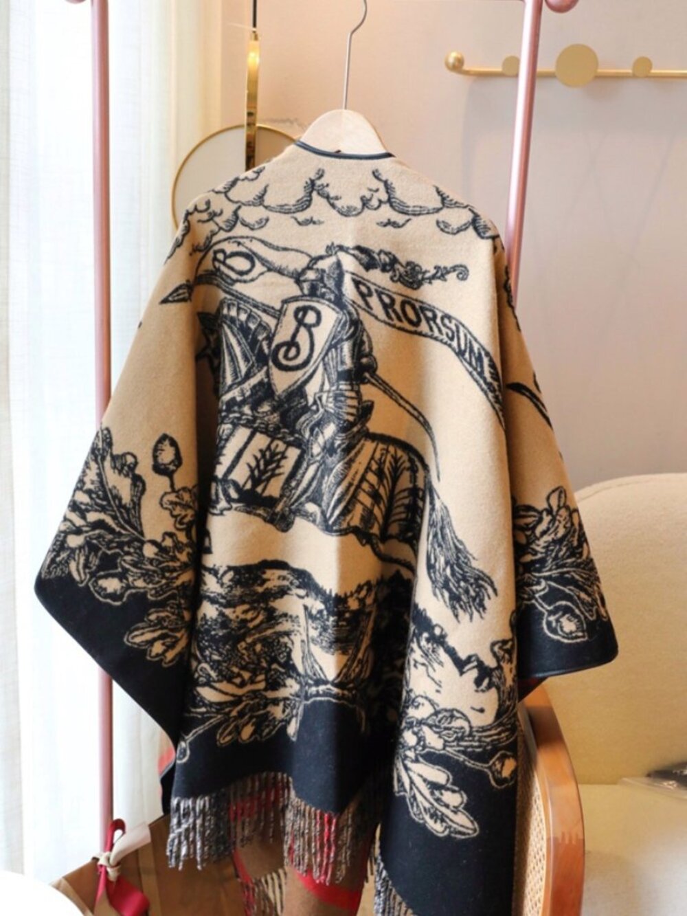 Burberry Knight Print Reversible Cape Shawl - Picture 3 of 9